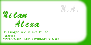 milan alexa business card